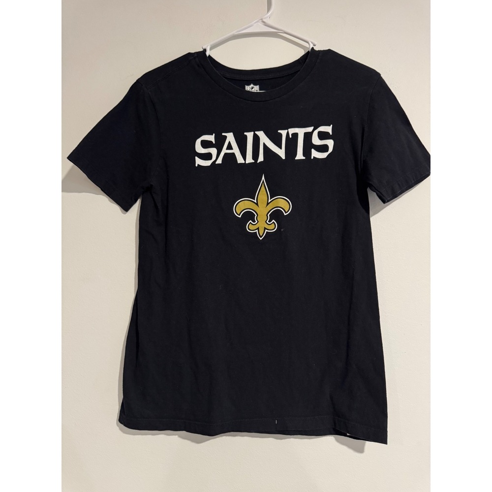 NFL Team Apparel New Orleans Saints Boys XL 14-16 Black Graphic Tee Fleur De Lis